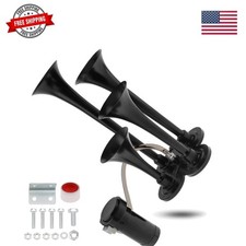 Train Horns Kit, 4 Trumpet Air Horn Kit, 12V 185db Super Loud Train Horns for...