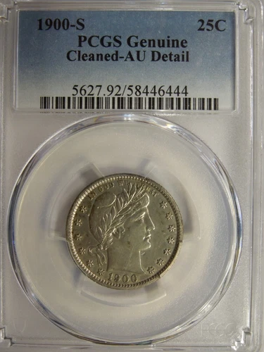 PCGS AU Details 1900-S Barber Quarter