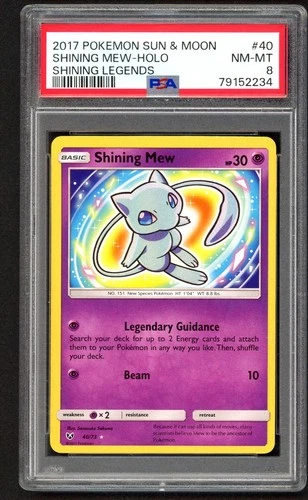 Pokemon Cards - PSA 8 Shining Mew 40/73 - Shining Legends Holo - NM-MT