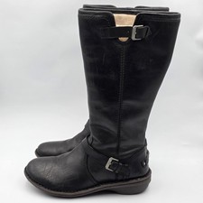 UGG Australia Riding Tupelo Boots Women 8 Black Leather 1003335 Zip Sheepskin