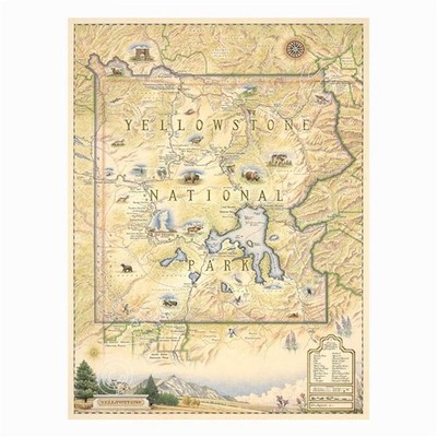 Xplorer Maps MAP YWS Yellowstone National Park Hand-Drawn Map