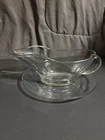 Vintage Anchor Hocking Clear Glass Gravy Boat Handle Gravy Plate 10 oz. USA #237