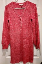 No Boundaries Long Sweater Sparkly Red Woman / Junior XXL 19 Tie Front