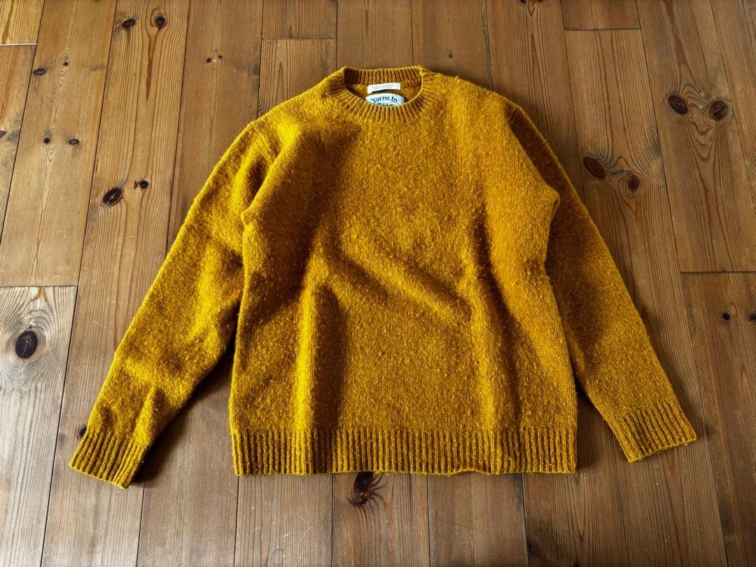 JOURNAL STANDARD x Jamieson's 100% Shetland Wool Sweater Mustard Yellow L - product detail image 1