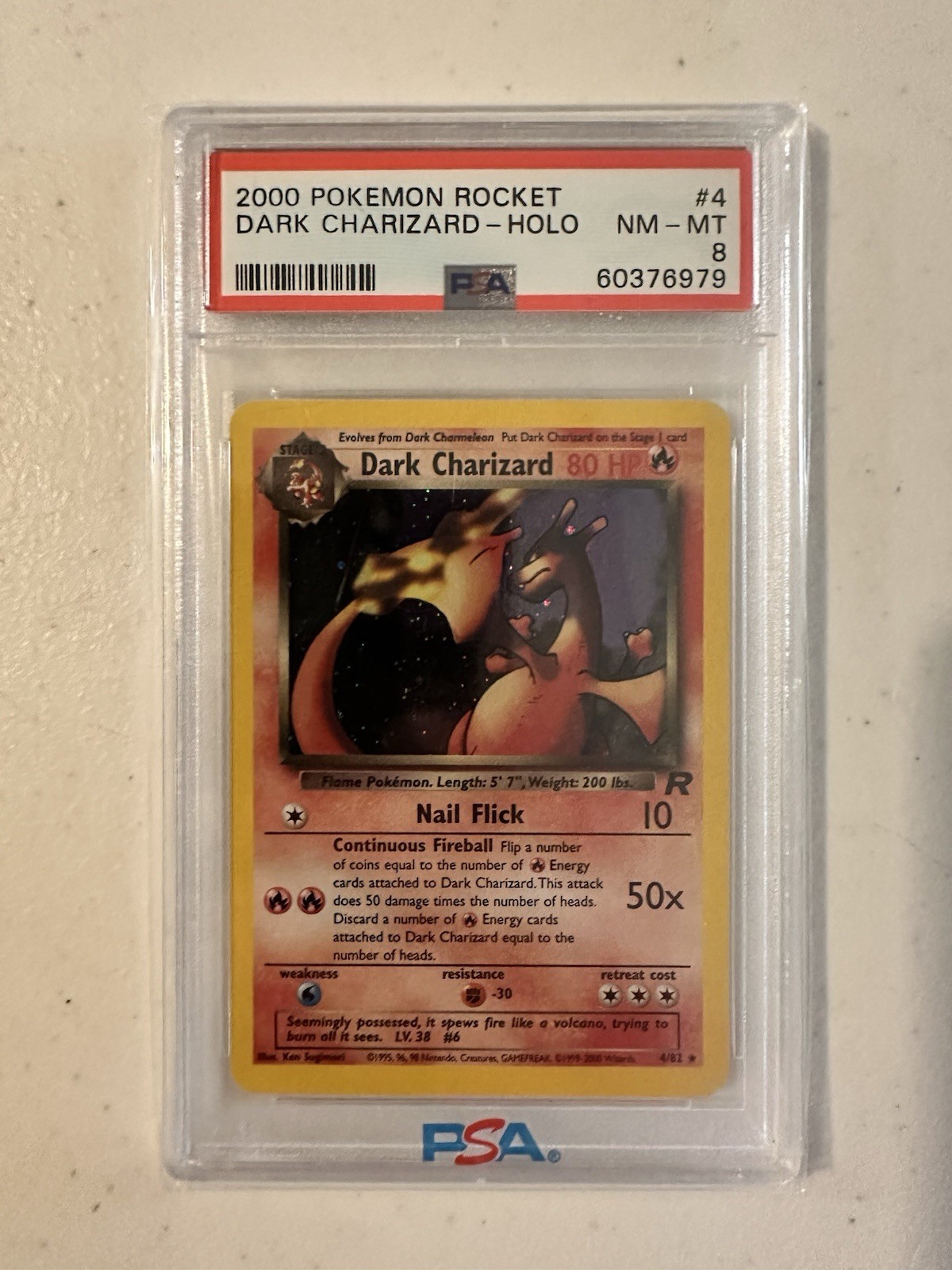 Pokemon Dark Charizard Team Rocket Unlimited Holo Rare #4 PSA 8