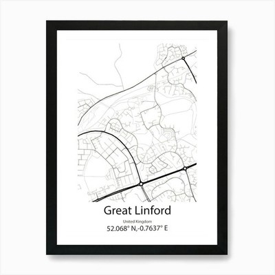 Great Linford,United Kingdom Minima Framed Wall Art Poster Canvas Print Picture