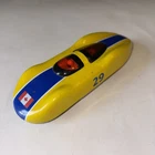 Vintage - Schylling - Tin Toy Race Car #29 - Friction Action Yellow Blue