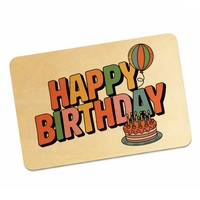 Retro Ballon Happy Birthday Postkarte Aus Holz