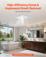 110 CFM Bathroom Exhaust Fan 1.5 Sones 4" Duct Ceiling Vent White