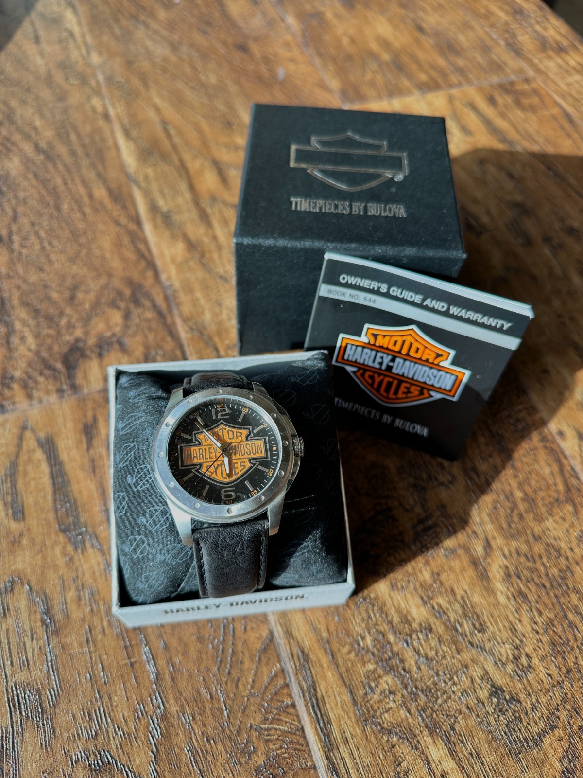 New Harley-Davidson Men's Bulova 76A132 Black Sundial Luminous Watch