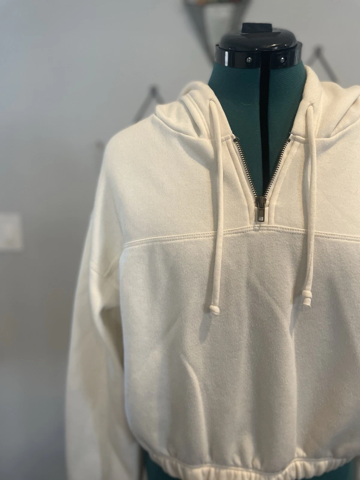 OFF WHITE Felpa con cappuccio manica lunga oversize Project Social T Cream taglia Large