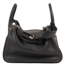 HERMES PHW Lindy 30 Shoulder Bag Swift Leather Bleu Nuit