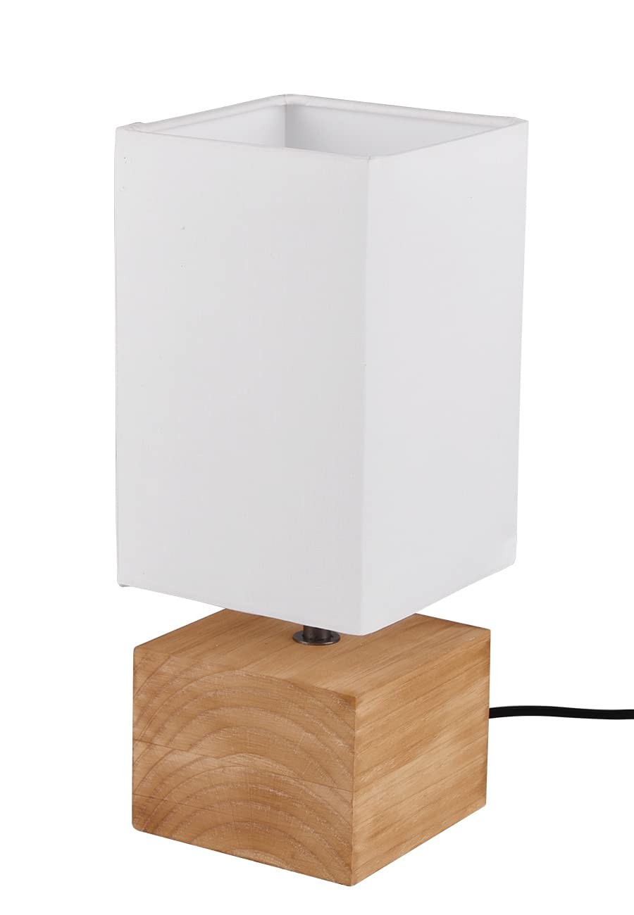 Lampe de table bois marron avec abat-jour luminaire de chevet salon Woody