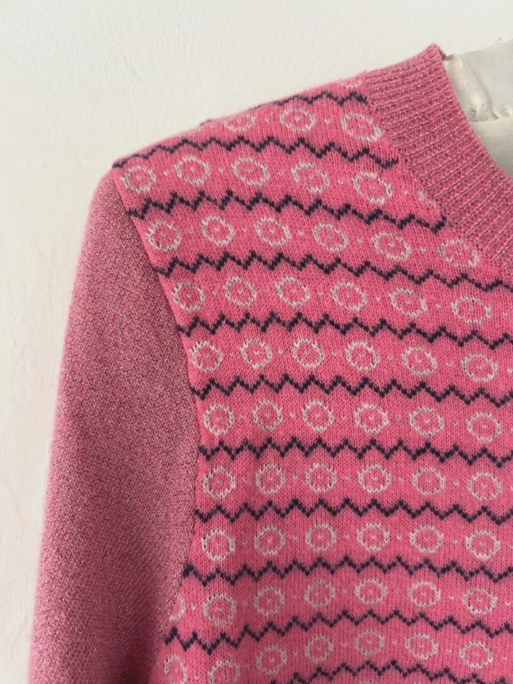 Ronit Zilkha Cardigan Women's Shimmer Sleeve & Buttons Pink With Cashmere Size S - Image 4 of 4
