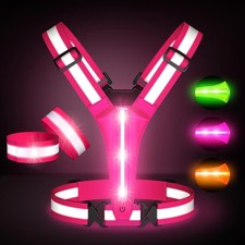 Led Light Up Running Vest Reflective for runners night walking, Pink