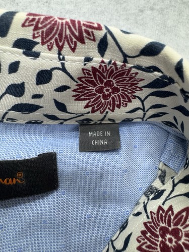 Ben Sherman Shirt Mens Medium White Floral Casual Streetwear Coastal Beach Party - Picture 6 of 8