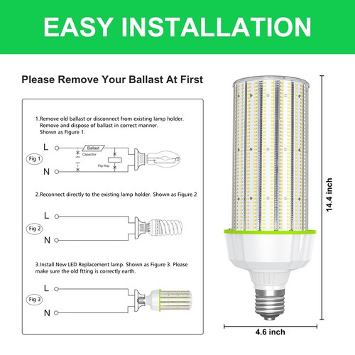 480V 200W LED Corn Light Bulbs Replace 1000W MH/HPS Warehouse Parking Lot Light - Picture 6 of 9