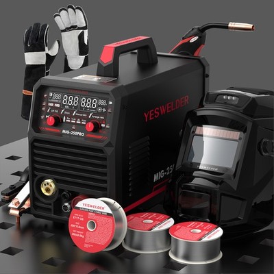 YESWELDER MIG-250 PRO 6-in-1 Welder with Helmet, Gloves & 3 Wires, 250A 220V