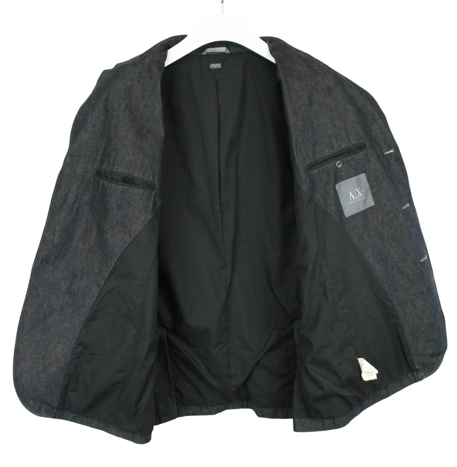 ARMANI EXCHANGE  Blazer Men's XL Single Breasted Notch Lapel Denim Blue - Image 2 of 4