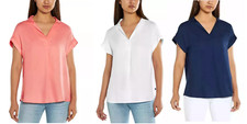 NWoT Gap Women's Popover Lightweight Blouse Blue White Size XL $80 11HL048