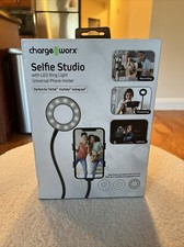 NEW Chargeworx Selfie Studio Streaming LED Ring Light Flexible Arm Phone Holder