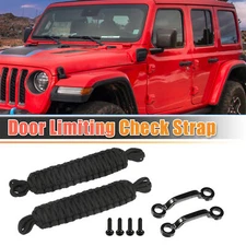 1 Set Car Door Limiting Straps for Jeep Wrangler JK JL w/ Brackets Black