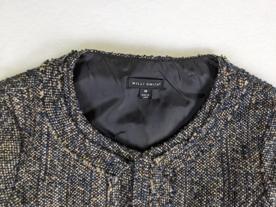 Willi Smith Women's Blazer Size Medum Brown & Blue Woven Jacket Tweed Foto 4 de 4