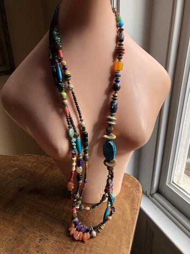 Tribal statement necklace of semi 