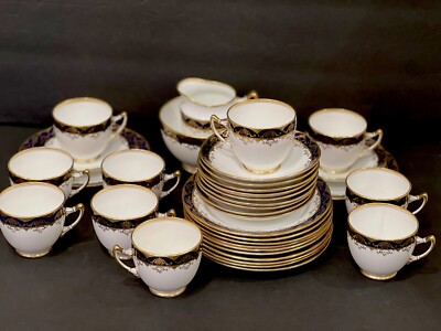 1922 Royal Albert #5329 Crown China Heavy Gold Gilt 10 Pc Set Creamer Sugar