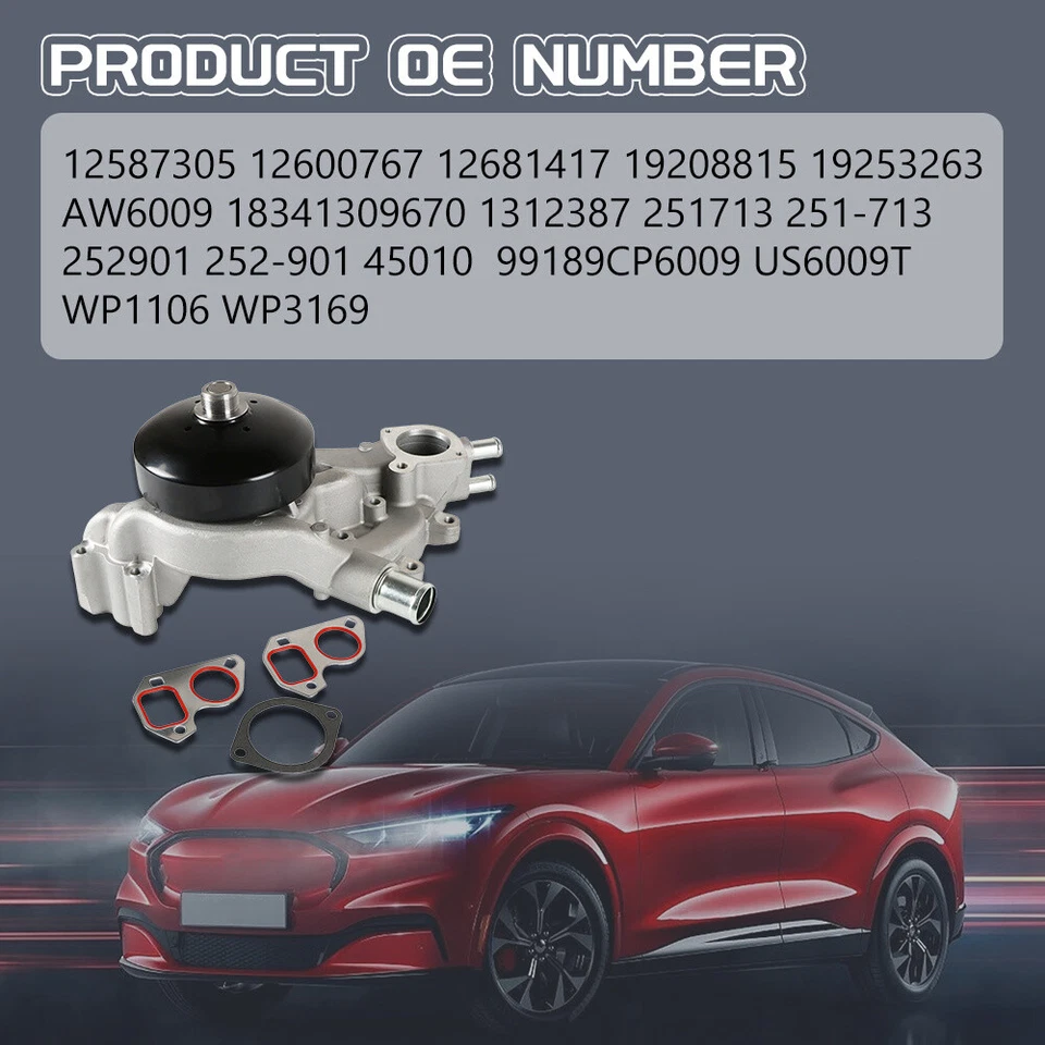 NEW Water Pump For Chevy Silverado Tahoe Suburban GMC Sierra 1500 6.0L 5.3L 4.8L Foto 3 de 4