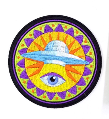 UFO & All Seeing Eye Iron On Embroidered Patch  We Are Not Alone