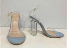 NEW ANKLE STRAP TRANSPARENT CLEAR LUCITE HEELS