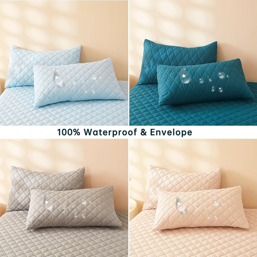 Housses d'oreiller imperméables lot de 2 protections respirantes anti-taches 50x70 cm