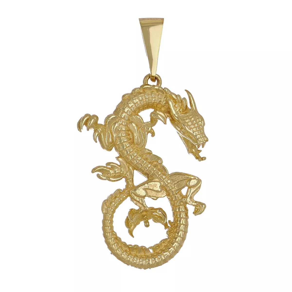 22k Yellow Gold Solid Detailed 3D Good Luck Dragon Charm Pendant 1.7 9.5  grams