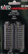 Kato 20-040 N Unitrack 62mm 2 7/16 Straight Track 4pcs