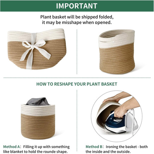 8"X7.5" Basket Planters for Indoor Plants, up to 7.5 Inch Flower Pot, Sturdy Wov - Picture 3 of 12