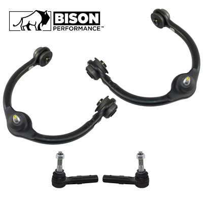 Bison Performance 4pc Front Upper Control Arm & Outer Tie Rod Ends Kit For Jeep