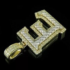 2Ct Round Cut Simulated Diamond Letter E Pendant 14K Yellow Gold Plated