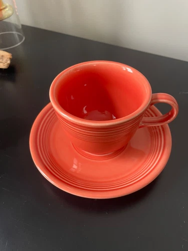 Fiesta 1996 Tea Cup & Saucer Persimmon Mint Condition Fiestaware