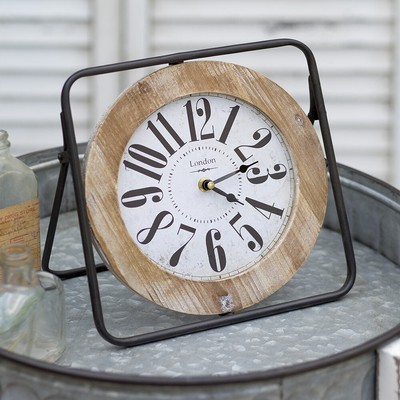 Rustic Metal Pedestal Clock Farmhouse French Country Teal Mantel Shelf Clock