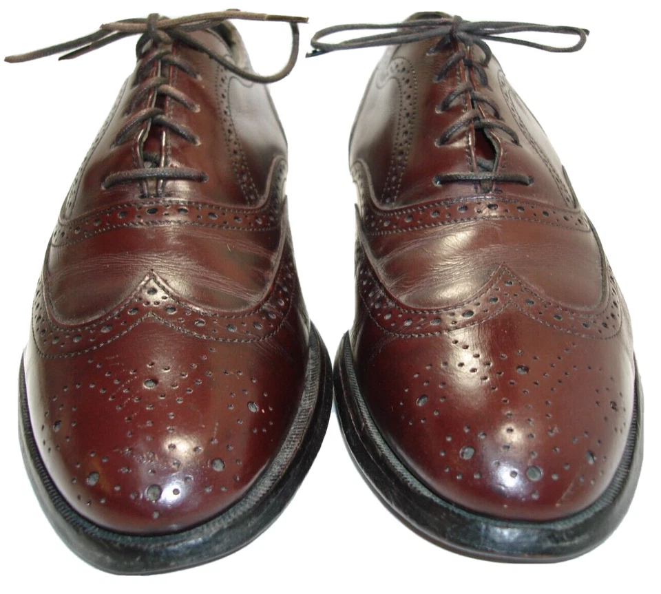 Sz 8 STAFFORD COMFORT PLUS VINTAGE Men's Shoes Wingtip Burgundy Leather US MADE - Image 4 of 4