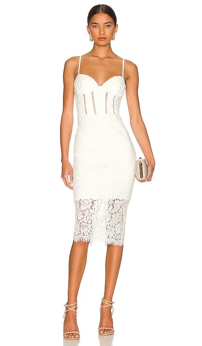 Bardot Brielle Embroidered White Lace Cotton Blend Midi Dress L124401 Size US 10