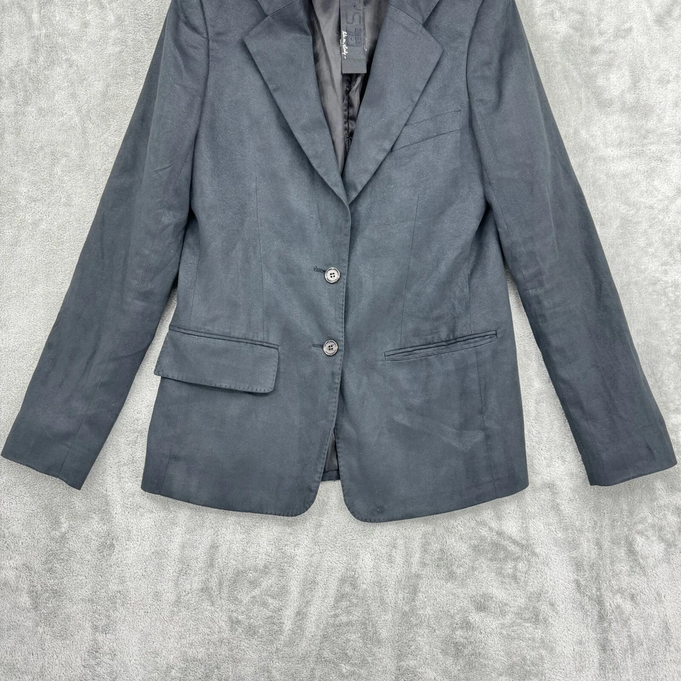 Chaqueta Joes Jeans Mujer Pequeña Vegana Gamuza Botón Carrera Oficina Minimalista Negra Foto 4 de 4