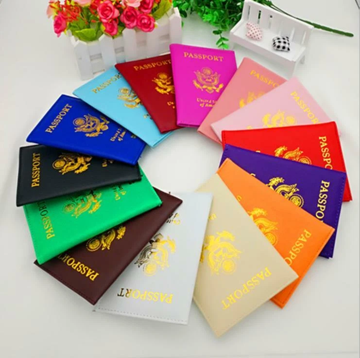 Funda de cuero con soporte para pasaporte Estuche de viaje Cartera EE. UU. Emblema Dorado Foto 2 de 4