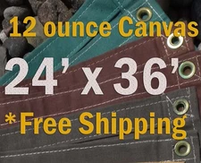 24 Ft. x 36 Ft. 12 Oz. Cotton Canvas Breathable Water Resistant Tarps