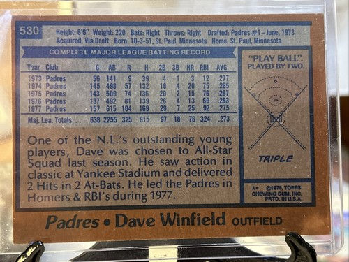 1978 Topps Dave Winfield #530 Jamiesjocks⚾️⚾️ - Picture 2 of 2