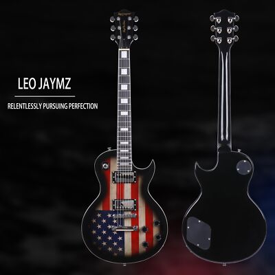 Leo Jaymz Full Size Single Cut US Flag Electric Guitar for