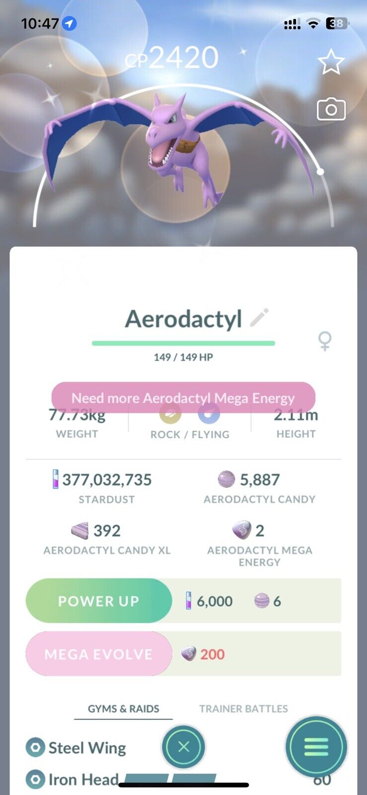 Pokémon GO Shiny Aerodactyl wearing a satchel - Trade 20.000