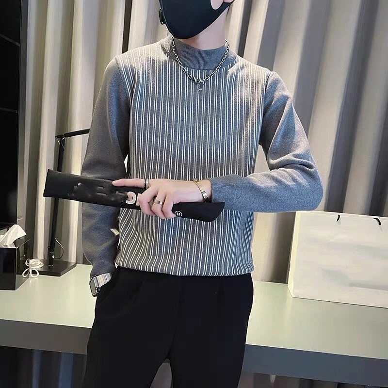 Men's Slim Fit Crewneck Sweater Casual Knitted Pullover Warm Sweaters