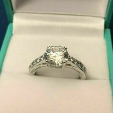 3 CT ROUND CUT DIAMOND SOLITAIRE ENGAGEMENT RING,14K WHITE GOLD FINISH